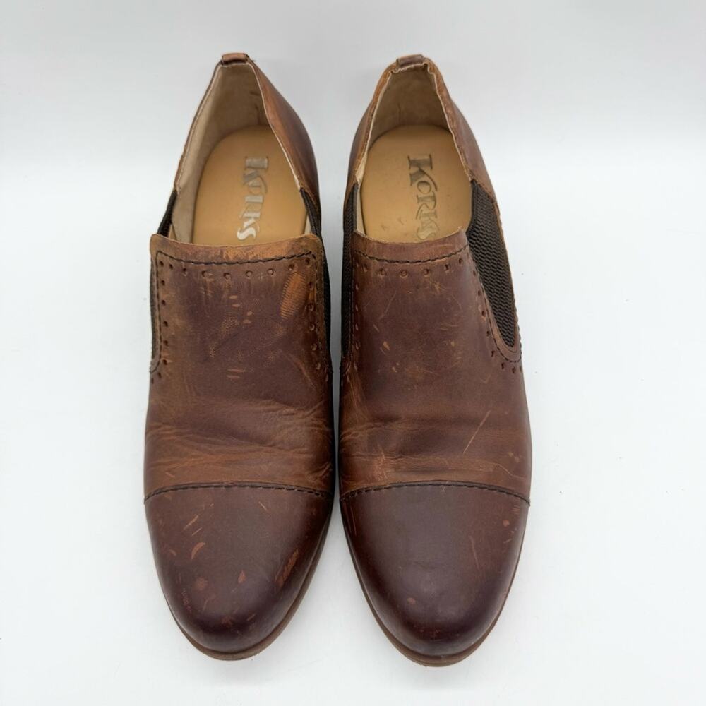 Korks Gertrude Double Gore Slip On Low Stacked Heel Mule‎ Shoes Brown Size 10 - Picture 4 of 10